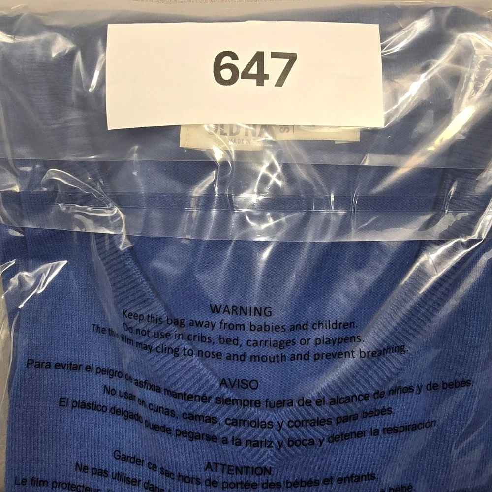 Old Navy Mens XL Blue Sweater V-Neck Solid Long‎ Sleeve Cotton Blend